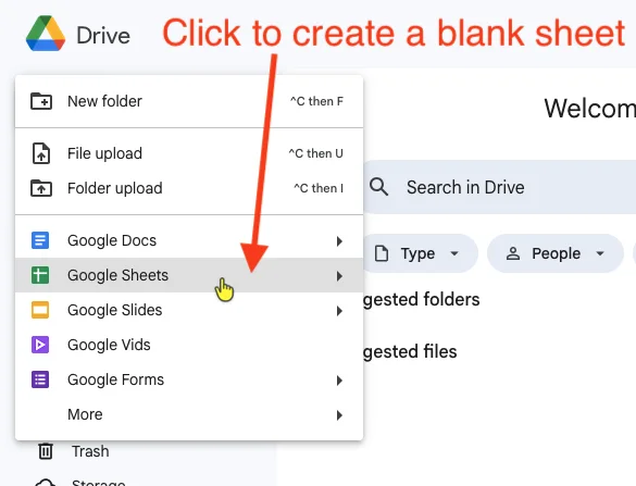 Click "Google Sheets"