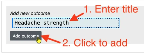 Enter a new outcome title and click "Add outcome"